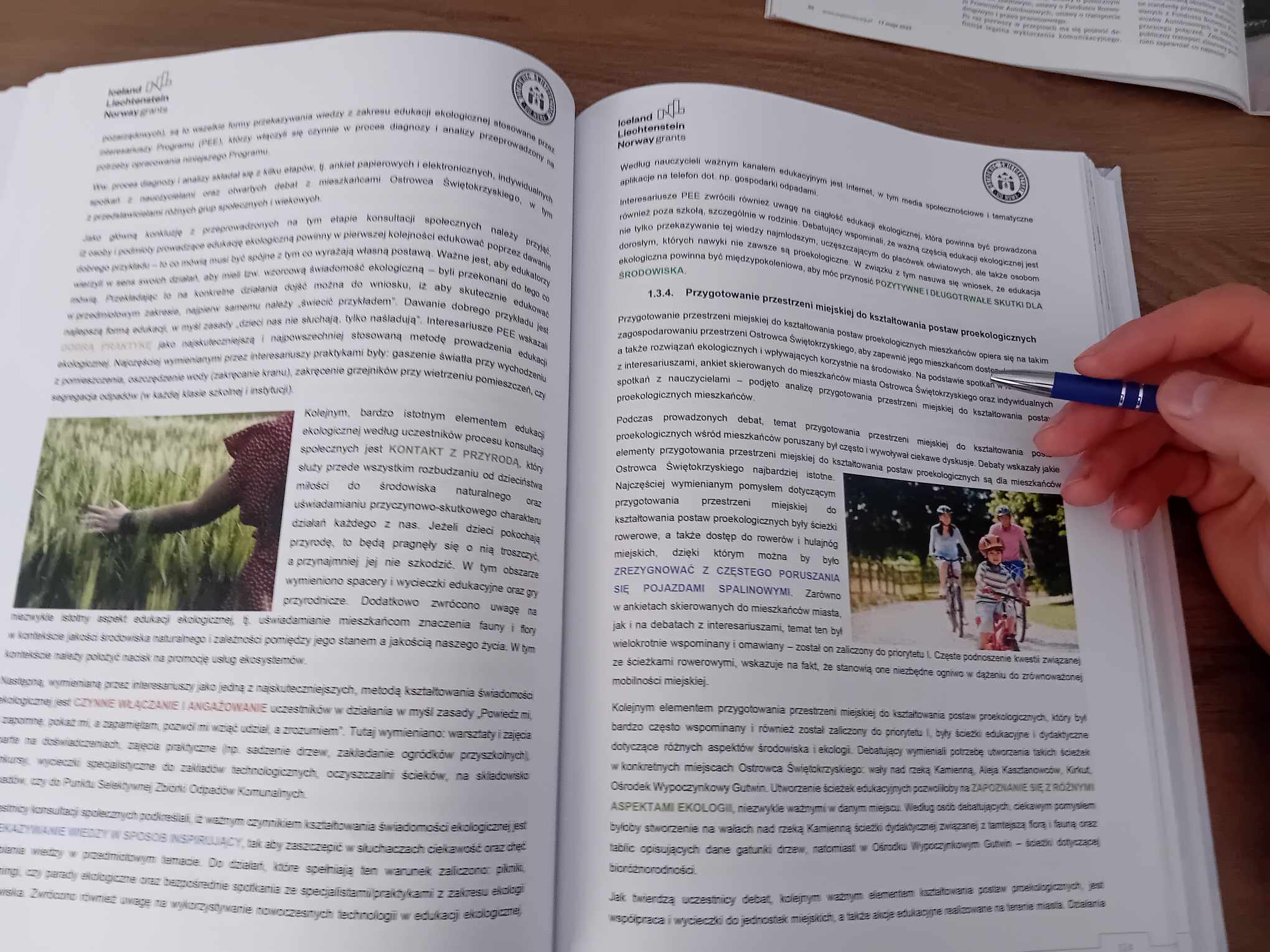 Przykładowe strony z Programu Edukacji Ekologicznej dla miasta Ostrowca Świętokrzyskiego do roku 2030
