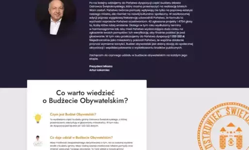 strona internetowa przedstawiająca budżet obywatelski Ostrowca Świętokrzyskiego 