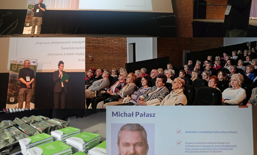 Uczestnicy Ostrowieckiej Akademii Klimatu podczas wykładu poświęconego edukacji i komunikacji na temat zmian klimatu.